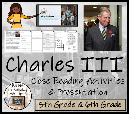 King Charles III Close Reading Comprehension Activities | 5th Grade & 6th Grade