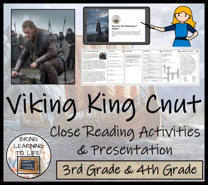 Viking King Cnut Close Reading Comprehension Activities | 3rd Grade & 4th Grade