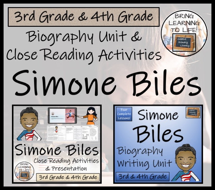 Simone Biles Close Reading & Biography Bundle | 3rd Grade & 4th Grade