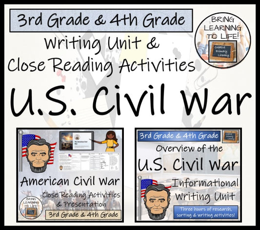 American Civil War Close Reading & Informational Writing Bundle 3rd & 4th Grade