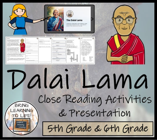 Dalai Lama Close Reading Comprehension Activities | 5th Grade & 6th Grade