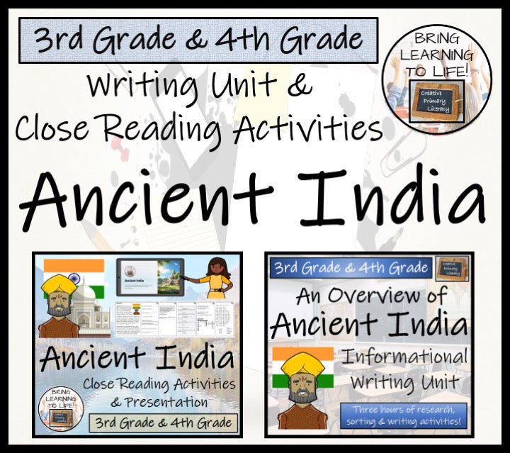 Ancient India Close Reading & Informational Writing Bundle | 3rd & 4th Grade