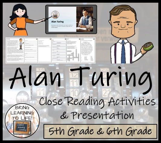 Alan Turing Close Reading Comprehension Activities | 5th Grade & 6th Grade