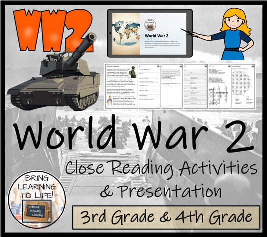 World War II Close Reading Comprehension Activities | 3rd Grade & 4th Grade