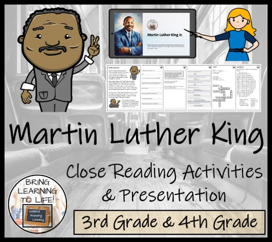 Martin Luther King Close Reading Comprehension Activities | 3rd Grade & 4th Grade