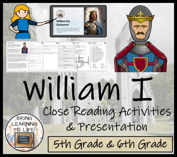 William the Conqueror Close Reading Comprehension Activities | 5th & 6th Grade