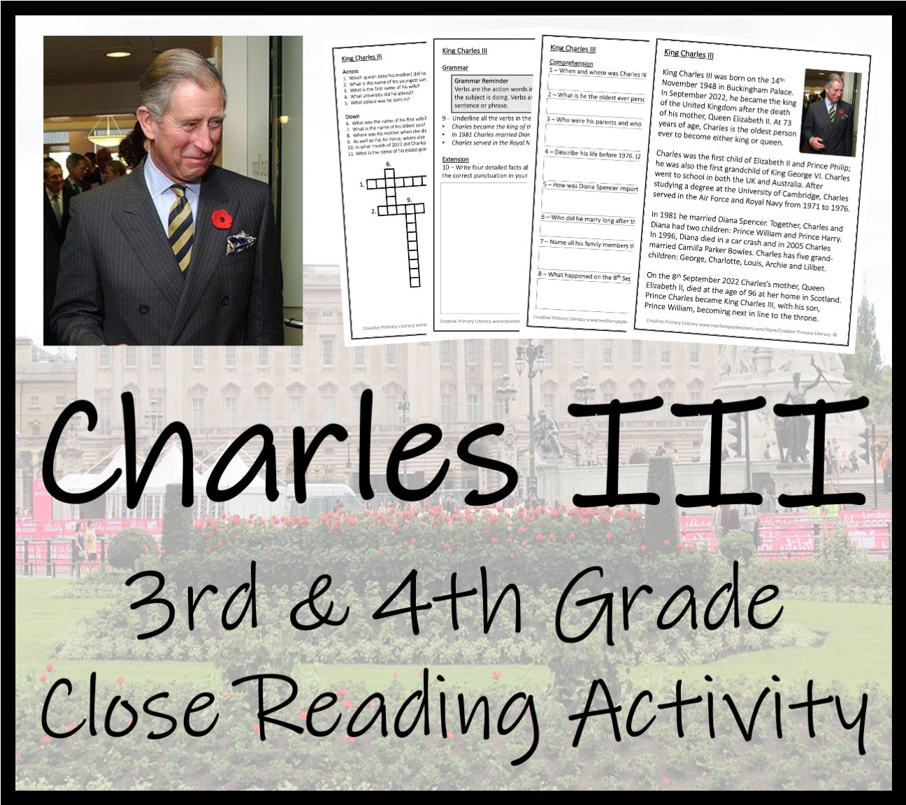 King Charles III Close Reading Comprehension Activity | 3rd Grade & 4th Grade