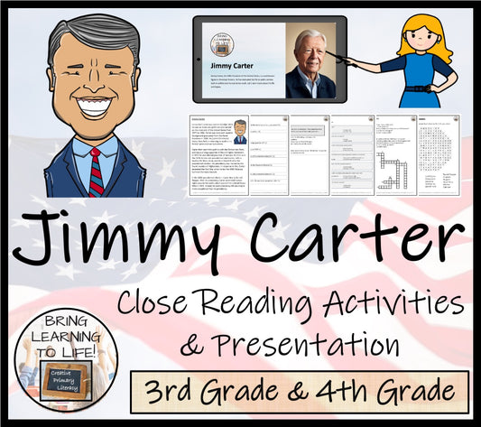 Jimmy Carter Close Reading Comprehension Activities | 3rd Grade & 4th Grade