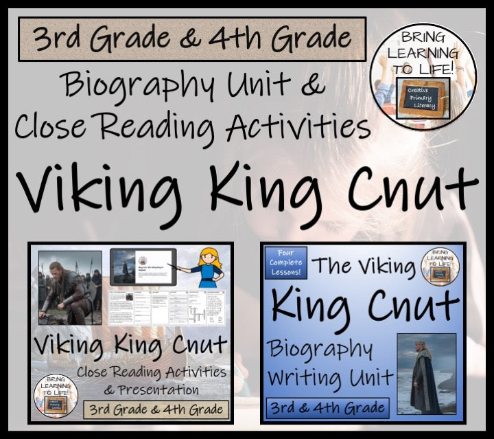 Viking King Cnut Close Reading & Biography Bundle | 3rd Grade & 4th Grade
