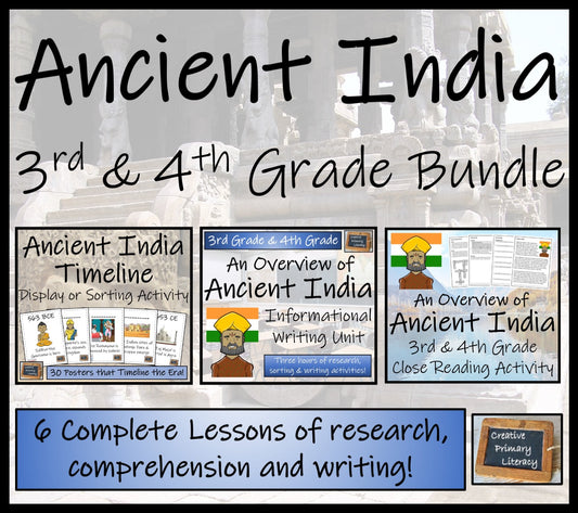 Ancient India Display Timeline Close Reading & Writing Bundle | 3rd & 4th Grade