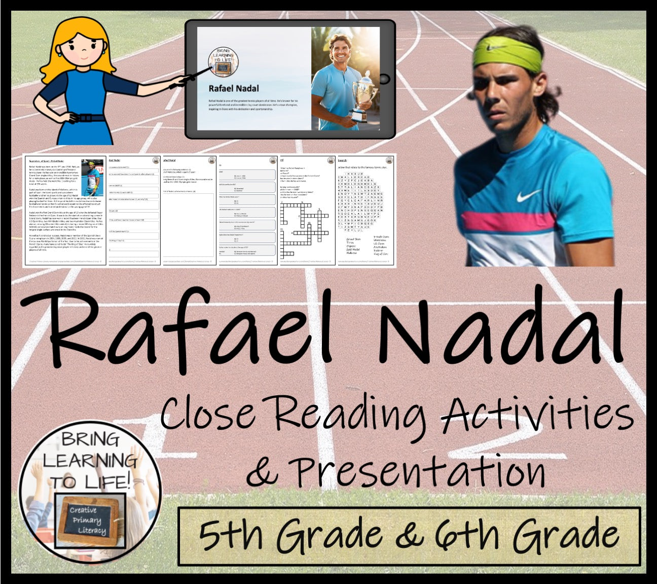 Rafael Nadal Close Reading Comprehension Activities | 5th Grade & 6th Grade