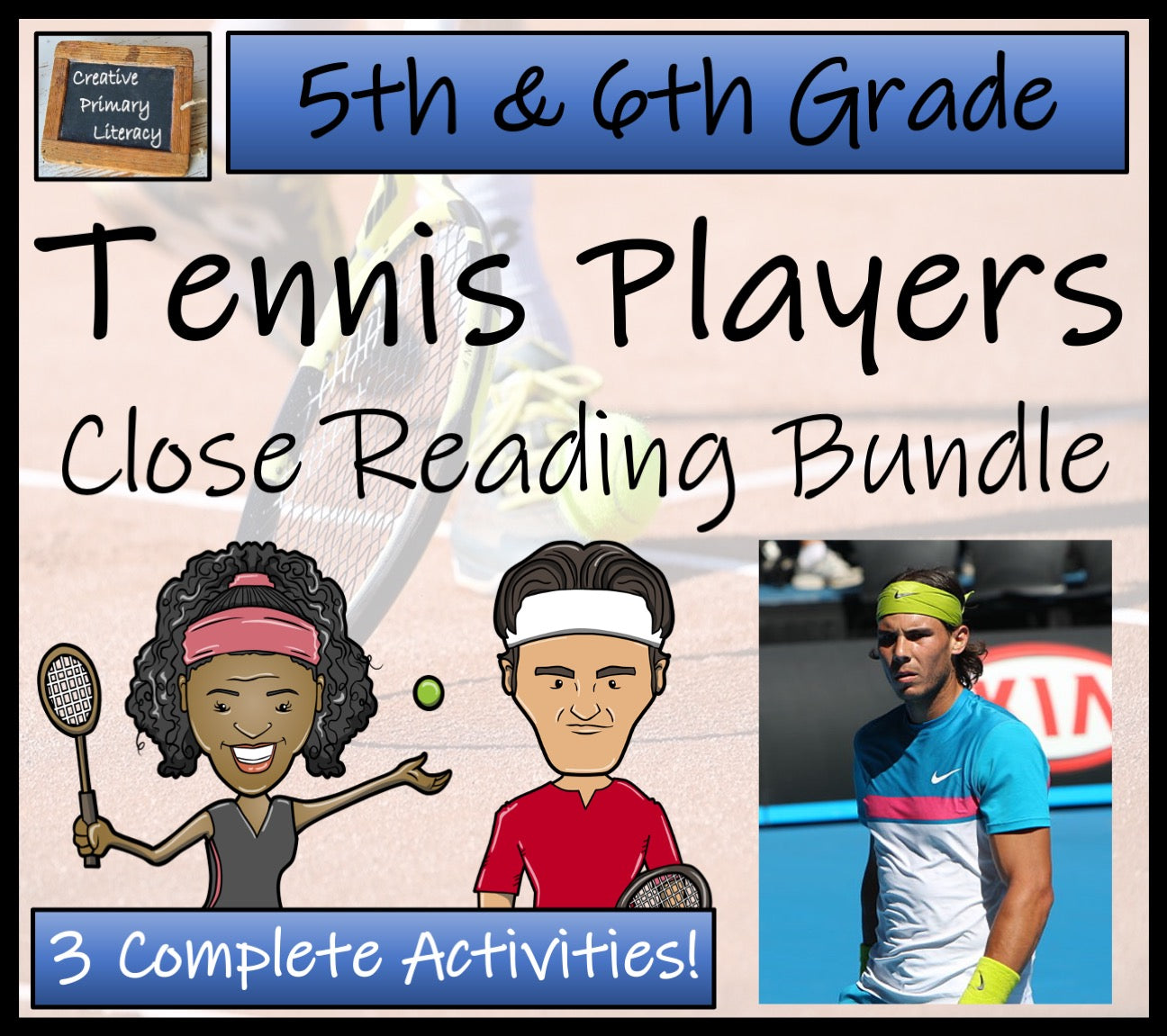 Tennis Players Close Reading Comprehension Activity Bundle | 5th & 6th Grade