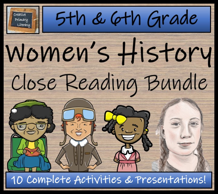 Womens History Month Close Reading Comprehension Bundle | 5th & 6th Grade