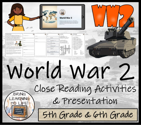 Overview of World War 2 Close Reading Comprehension Activity | 5th & 6th Grade