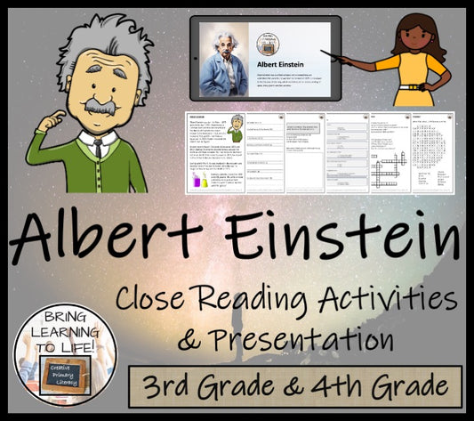 Albert Einstein Close Reading Comprehension Activities | 3rd Grade & 4th Grade