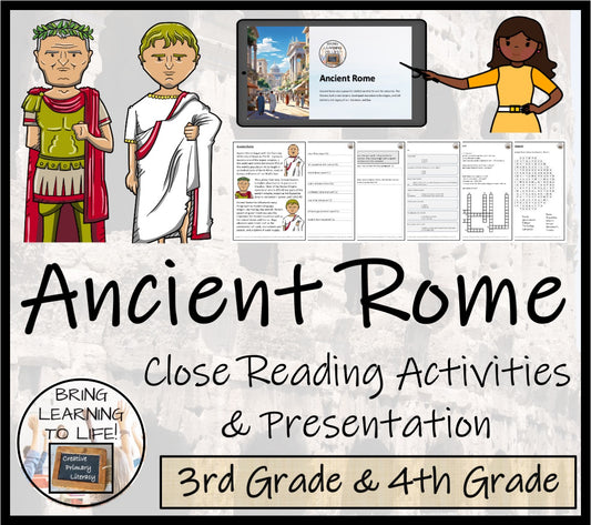 Ancient Rome Close Reading Comprehension Activities | 3rd Grade & 4th Grade