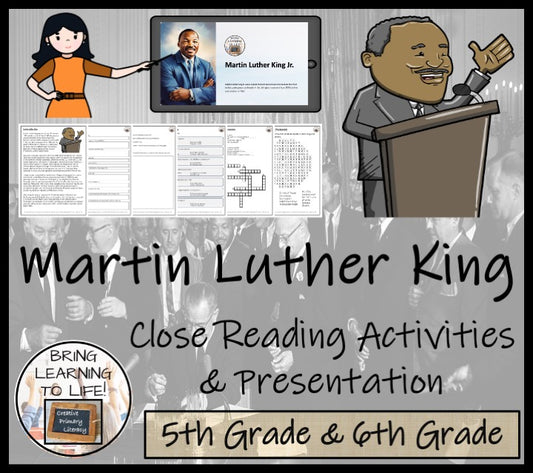 Martin Luther King Close Reading Comprehension Activities | 5th Grade & 6th Grade