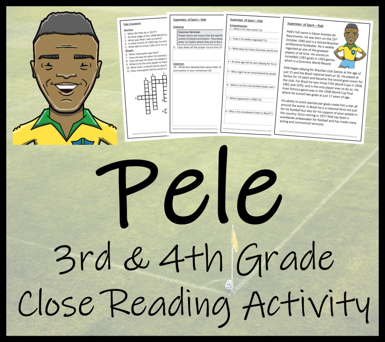 Pele Close Reading Comprehension Activity | 3rd Grade & 4th Grade