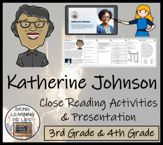 Katherine Johnson Close Reading Comprehension Activities | 3rd Grade & 4th Grade