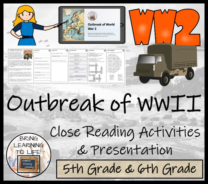 Outbreak of World War 2 Close Reading Comprehension Activity | 5th & 6th Grade