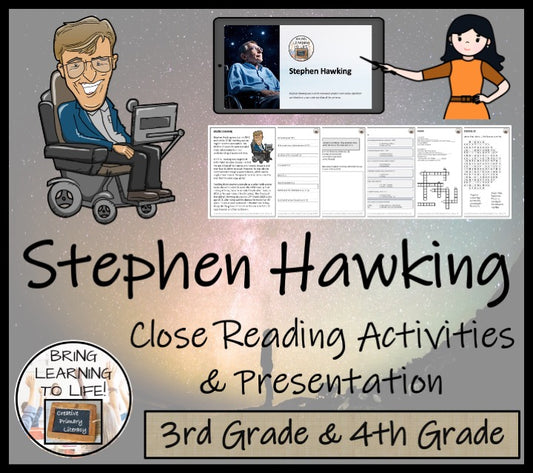 Stephen Hawking Close Reading Comprehension Activities | 3rd Grade & 4th Grade