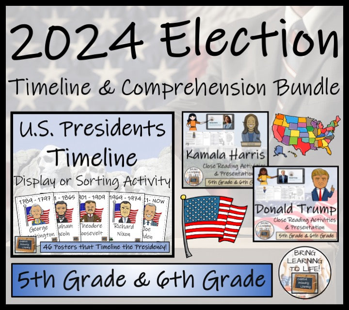 2024 Presidential Election Timeline and Close Reading Bundle | 5th & 6th Grade