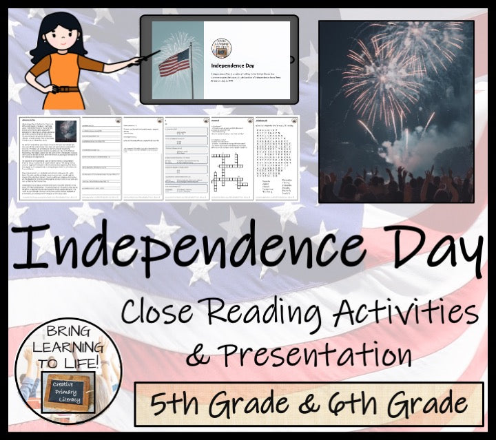 Independence Day Close Reading Comprehension Activity | 5th & 6th Grade