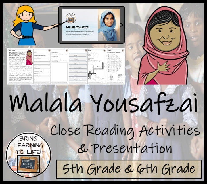 Malala Yousafzai Close Reading Comprehension Activities | 5th Grade & 6th Grade