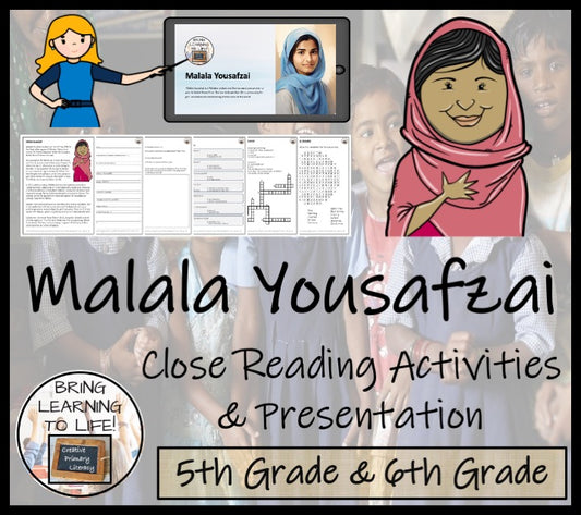 Malala Yousafzai Close Reading Comprehension Activities | 5th Grade & 6th Grade