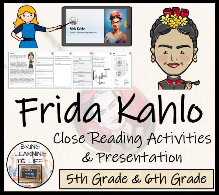 Frida Kahlo Close Reading Comprehension Activity | 5th Grade & 6th Grade