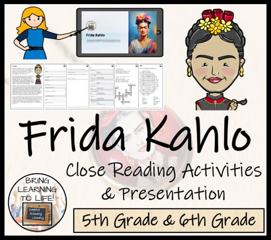 Frida Kahlo Close Reading Comprehension Activity | 5th Grade & 6th Grade