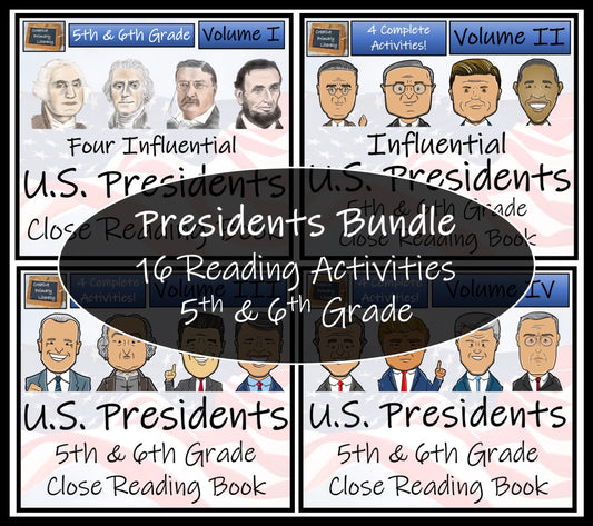 U.S. Presidents Volumes 1-4 Close Reading Book Bundle | 5th Grade & 6th Grade