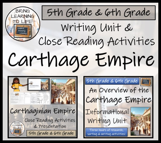 Carthage Empire Close Reading & Informational Writing Bundle | 5th & 6th Grade