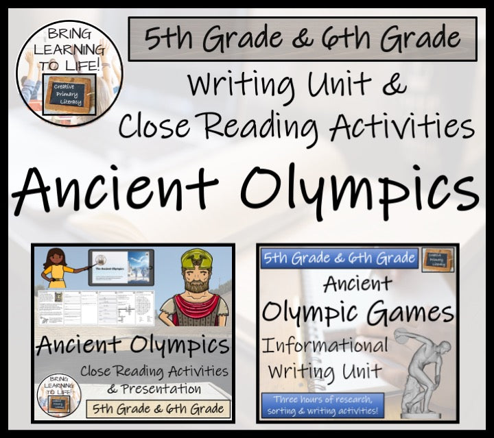 Ancient Olympics Close Reading & Informational Writing Bundle 5th & 6th Grade