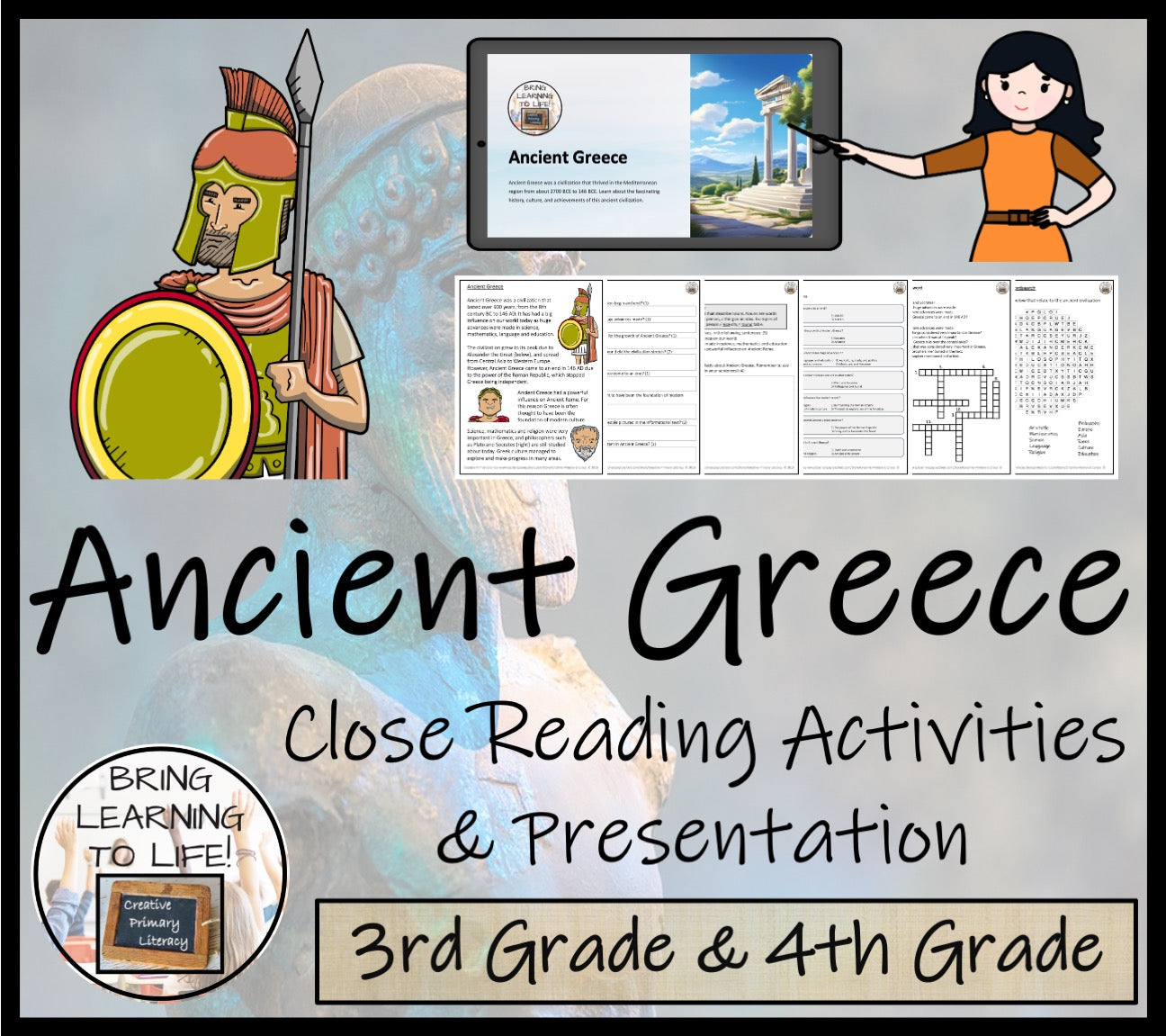 Ancient Greece Close Reading Comprehension Activities | 3rd Grade & 4th Grade