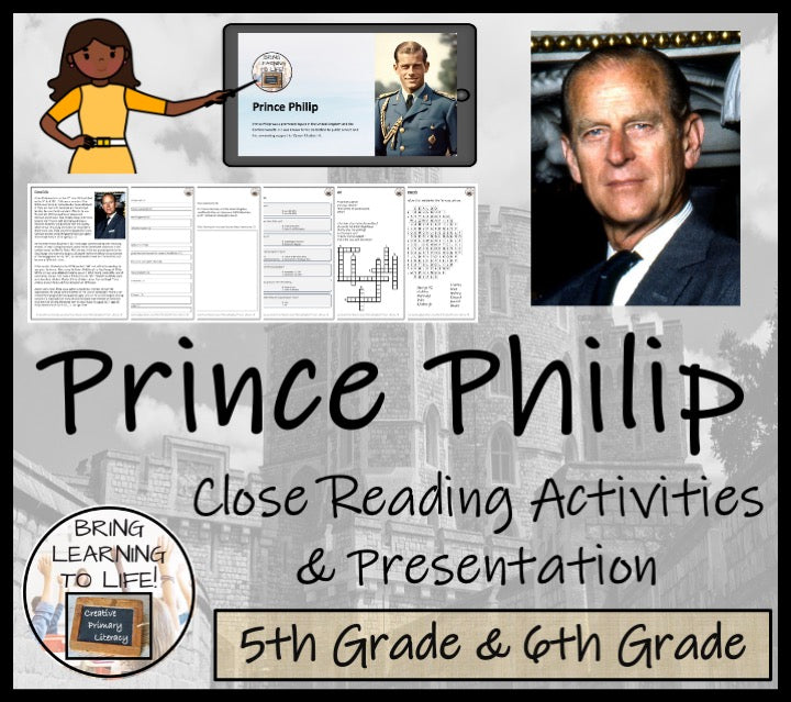 Prince Philip Close Reading Comprehension Activities | 5th Grade & 6th Grade