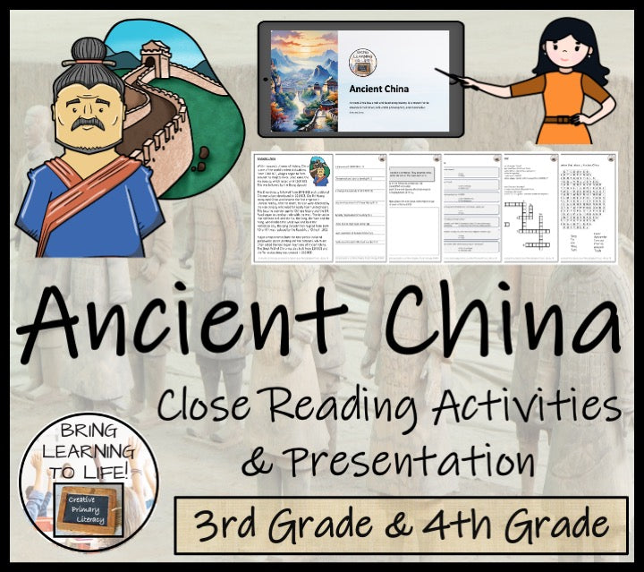 Ancient China Close Reading Comprehension Activities | 3rd Grade & 4th Grade