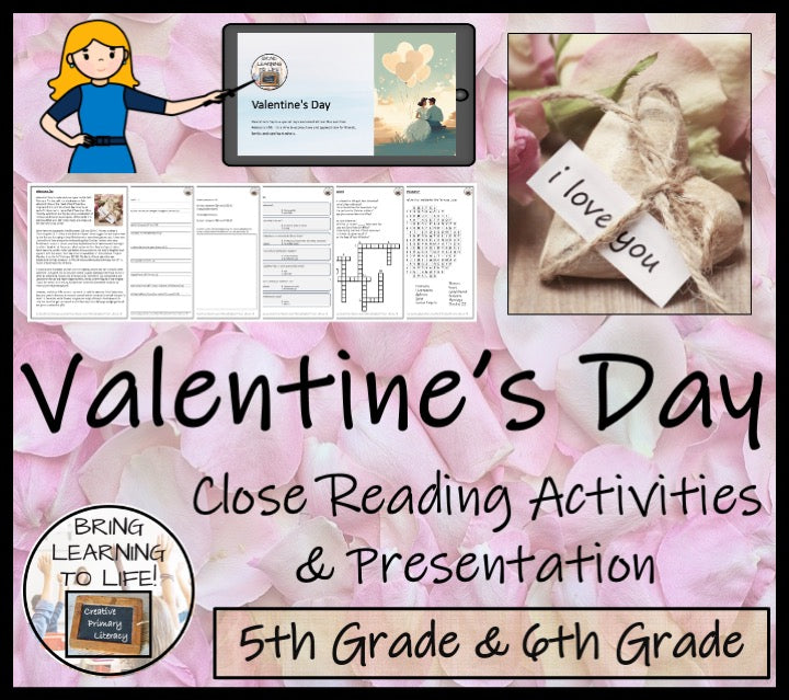 Valentine's Day Close Reading Comprehension Activity | 5th Grade & 6th Grade