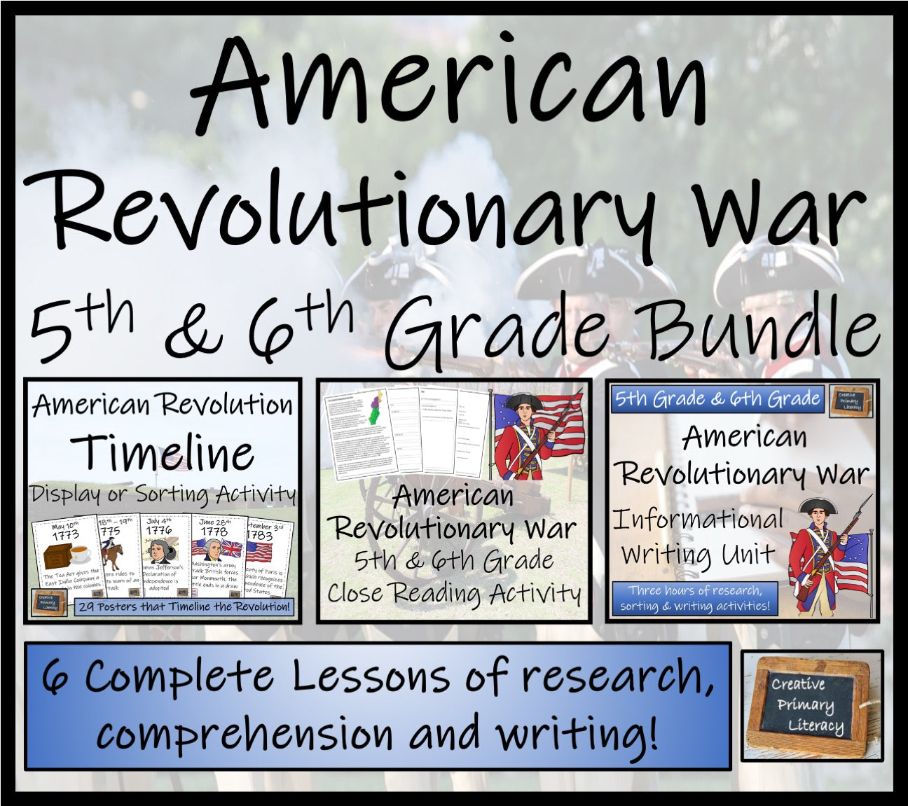 American Revolution Display Close Reading & Writing Bundle 5th Grade & 6th Grade