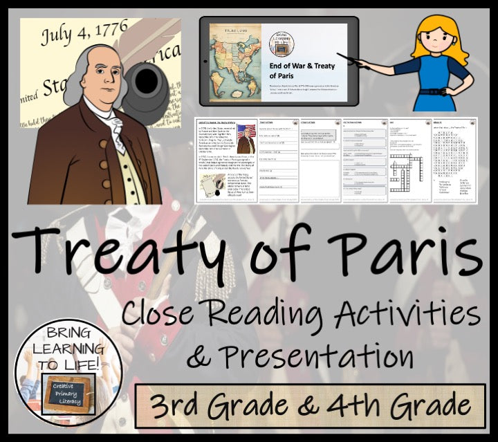 Treaty of Paris Close Reading Comprehension Activities | 3rd Grade & 4th Grade