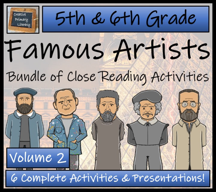 Famous Artists Volume 2 Close Reading Comprehension Bundle | 5th & 6th Grade