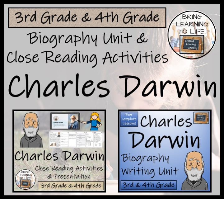 Charles Darwin Close Reading & Biography Bundle | 3rd Grade & 4th Grade