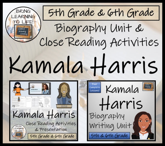 Kamala Harris Close Reading & Biography Bundle | 5th Grade & 6th Grade