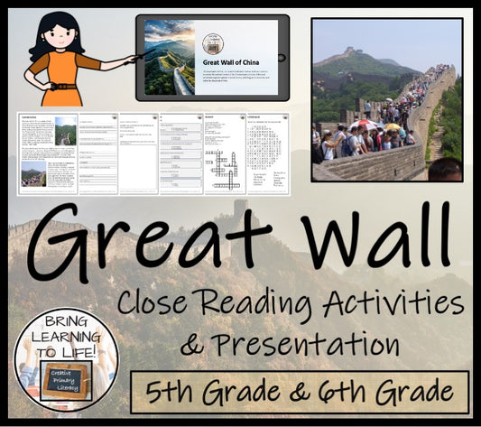 Great Wall of China Close Reading Comprehension Activities | 5th Grade & 6th Grade