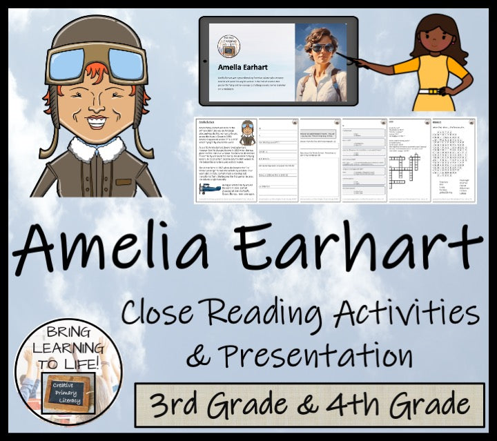 Amelia Earhart Close Reading Comprehension Activities | 3rd Grade & 4th Grade