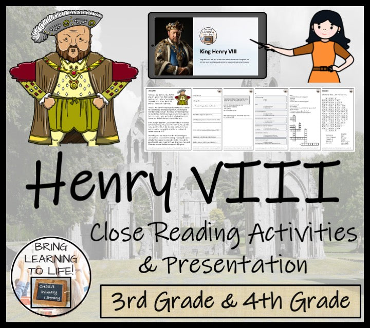 King Henry VIII Close Reading Comprehension Activities | 3rd Grade & 4th Grade