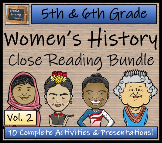 Womens History Volume 2 Close Reading Comprehension Bundle | 5th & 6th Grade