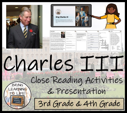 King Charles III Close Reading Comprehension Activities | 3rd Grade & 4th Grade