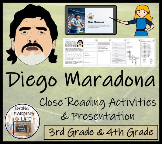 Diego Maradona Close Reading Comprehension Activities | 3rd Grade & 4th Grade