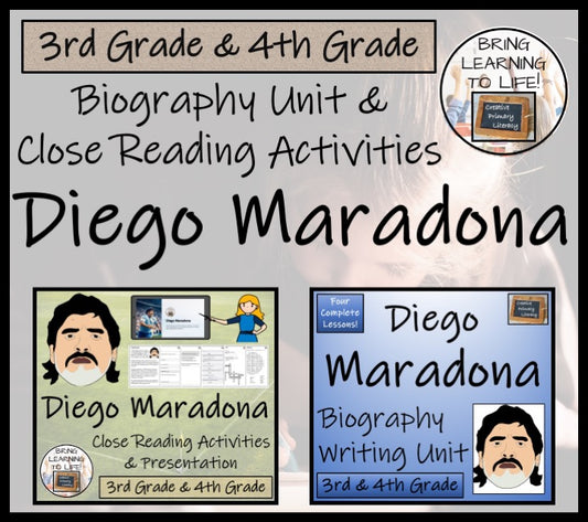 Diego Maradona Close Reading & Biography Bundle | 3rd Grade & 4th Grade